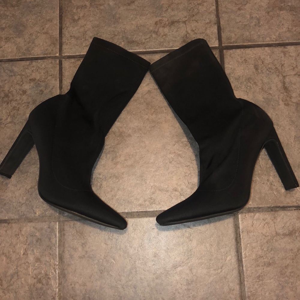 Silky Black Sock Boots